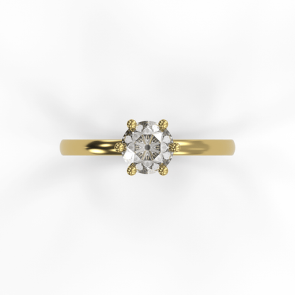 JANE 1ct Labor Diamant Rund Verlobungsring, 14K Gold