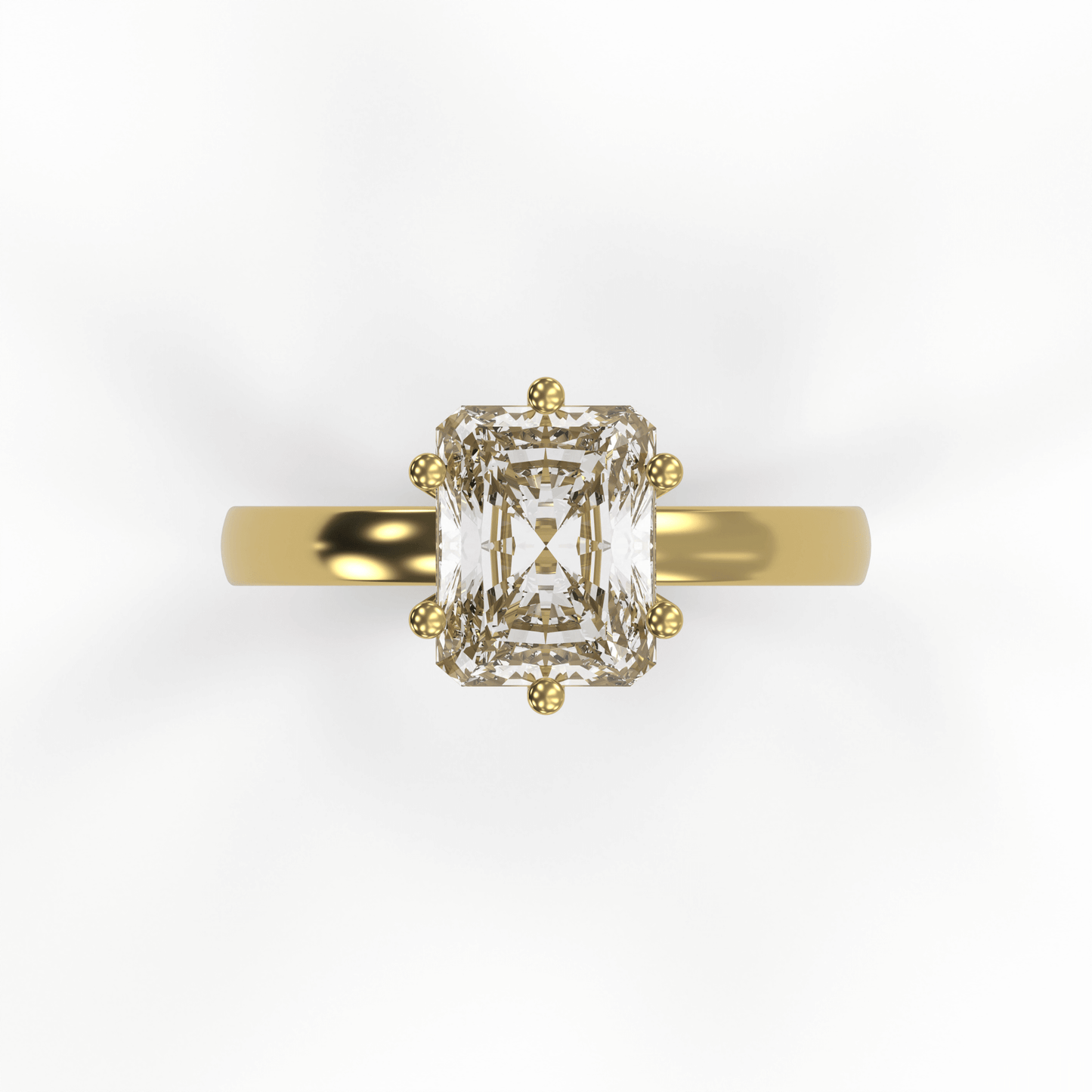 JANE 3ct Labor Diamant Radiant Verlobungsring, 14K Gold