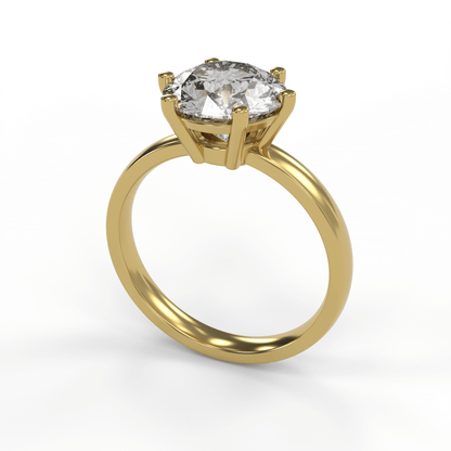 JANE 3ct Labor Diamant Rund Verlobungsring, 14K Gold