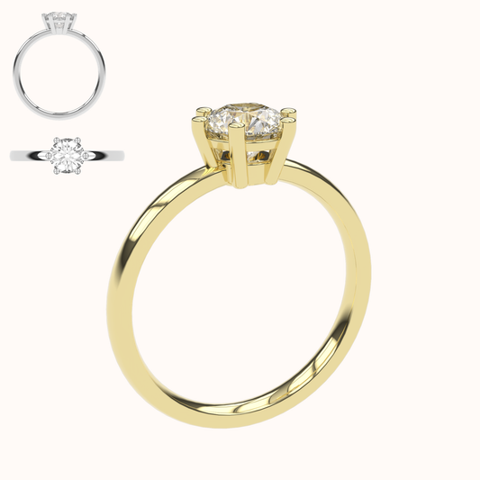 JANE 1ct Lab Diamond Round Engagement Ring Brilliant, 14K Gold