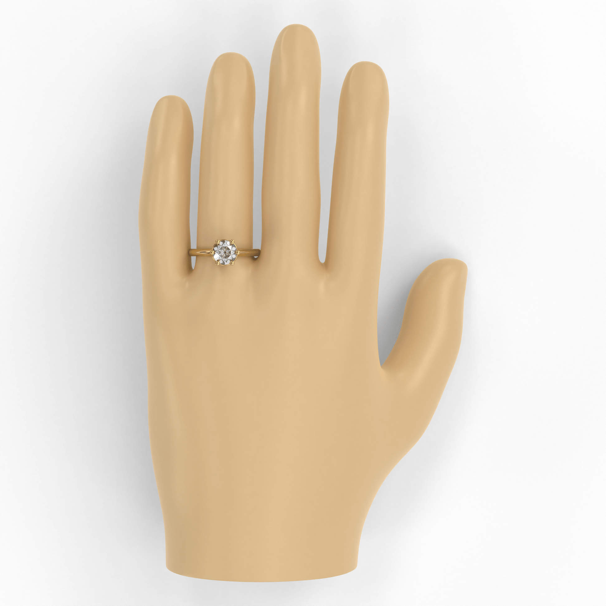 JULIA 2ct Labor Diamant Rund Verlobungsring, 14K Gold