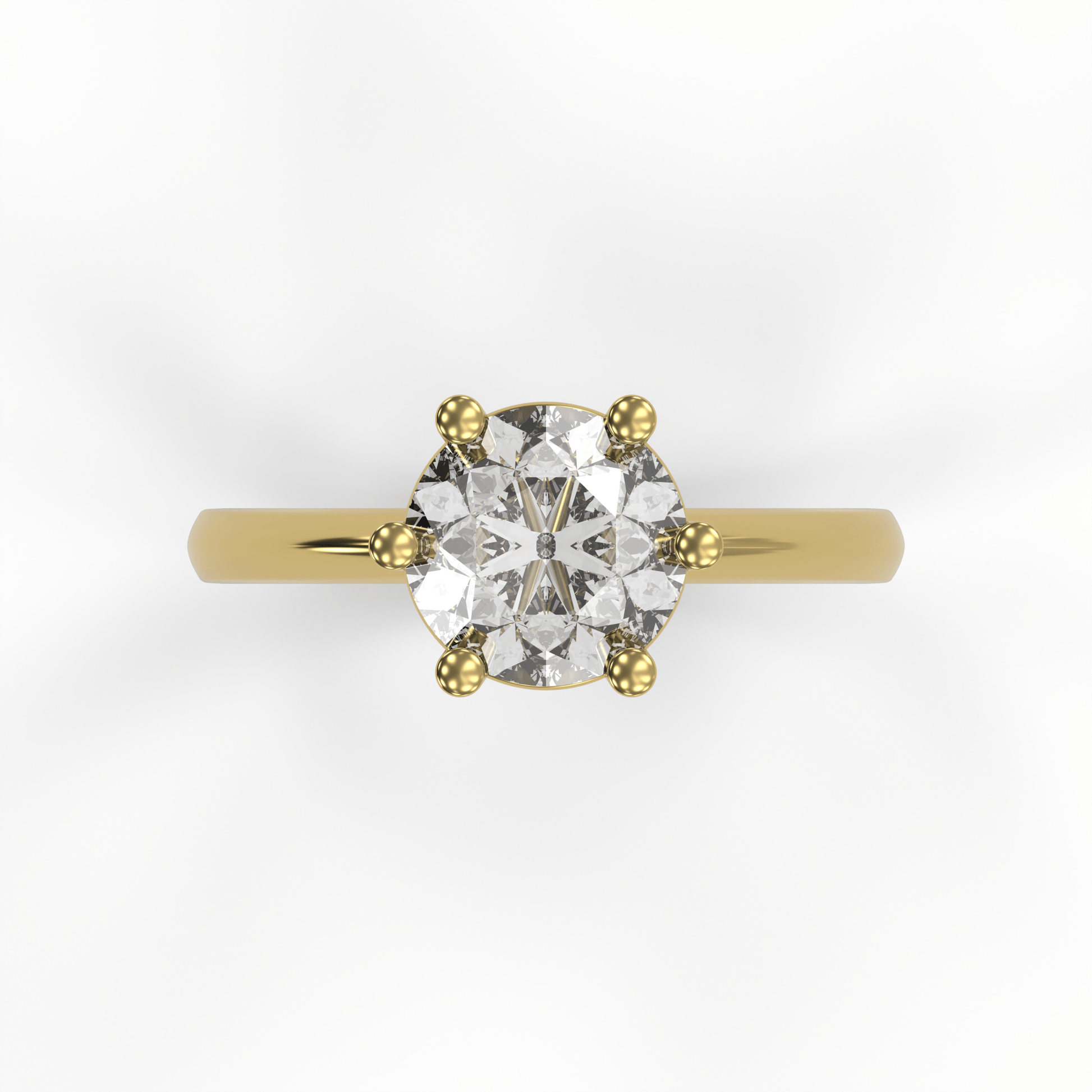 JULIA 3ct Labor Diamant Rund Verlobungsring, 14K Gold