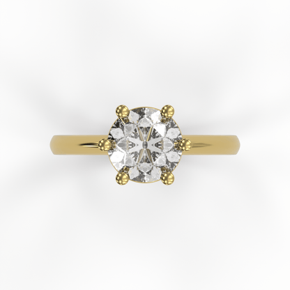 JULIA 3ct Labor Diamant Rund Verlobungsring, 14K Gold