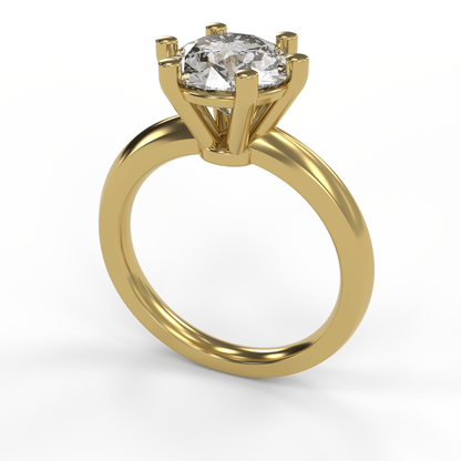 JULIA 3ct Labor Diamant Rund Verlobungsring, 14K Gold