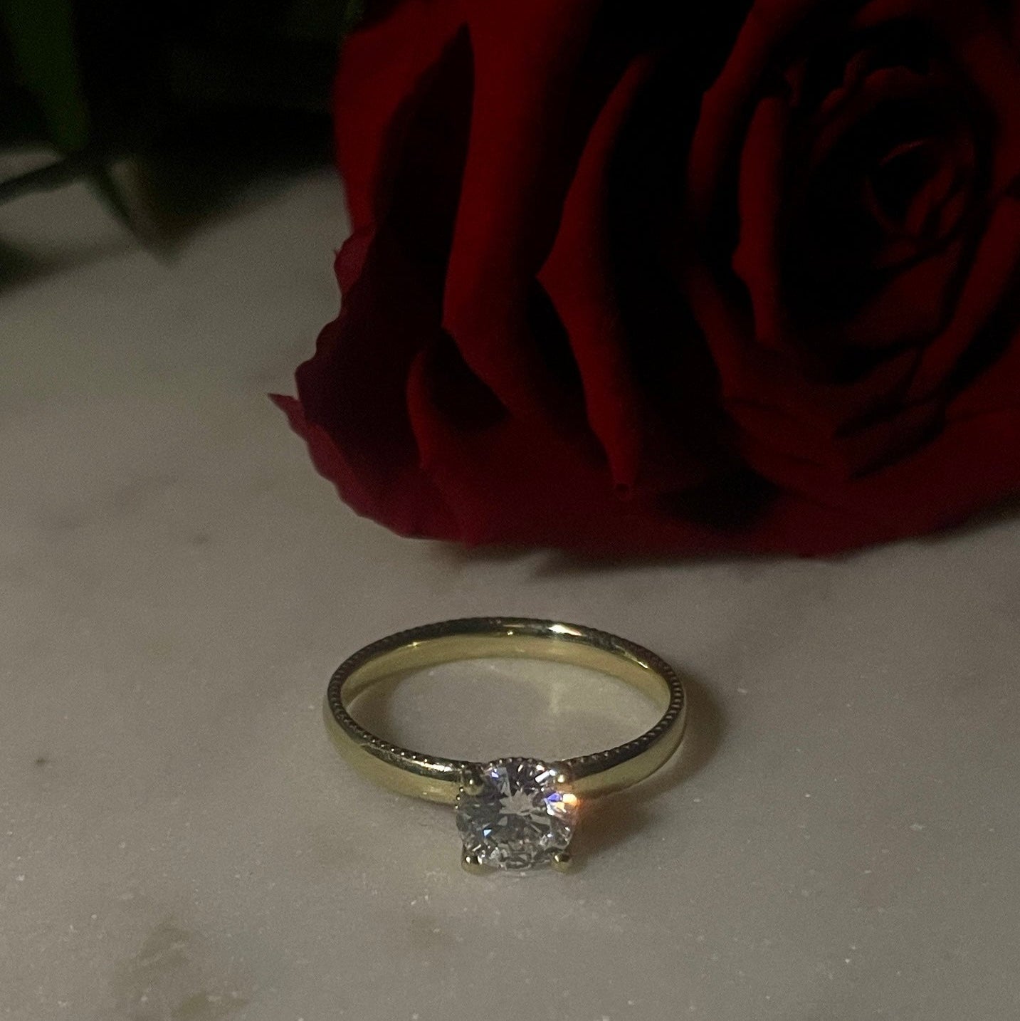 LISA 1ct Labor Diamant Rund Verlobungsring, 14K Gold