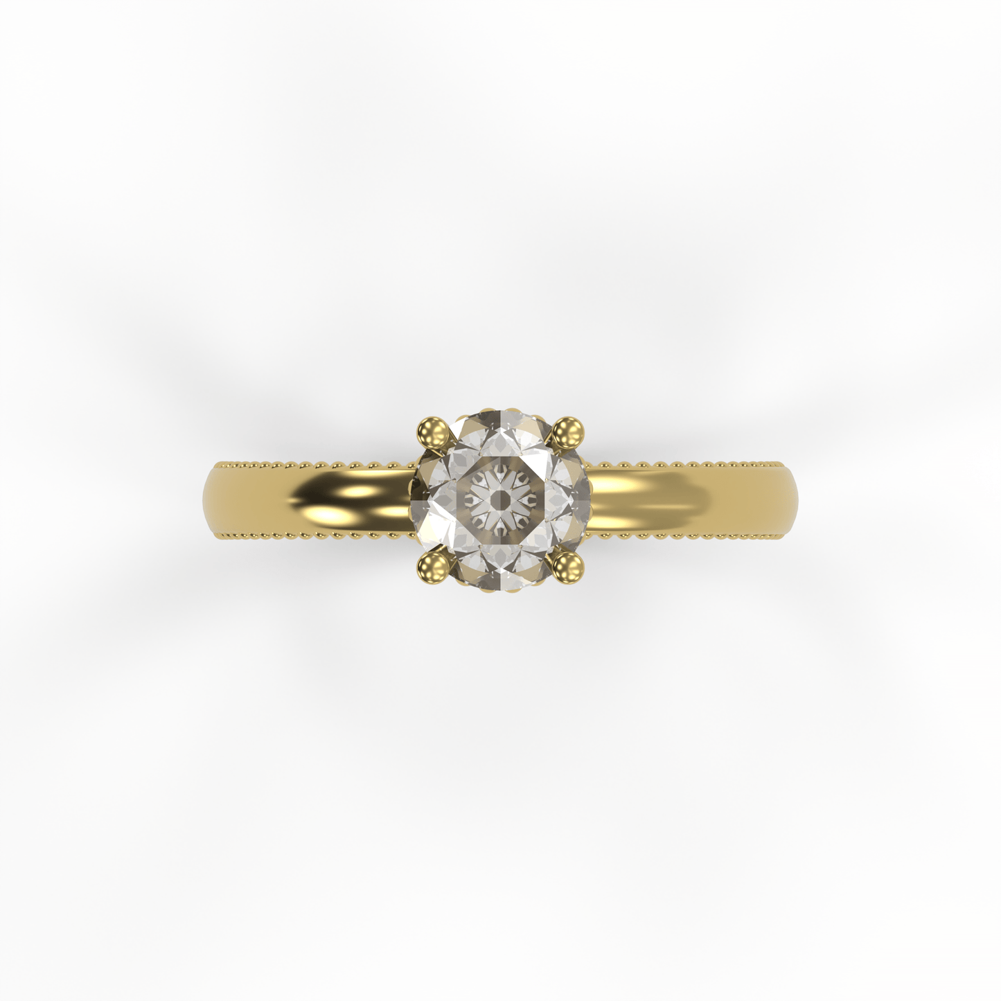 LISA 1ct Labor Diamant Rund Verlobungsring, 14K Gold