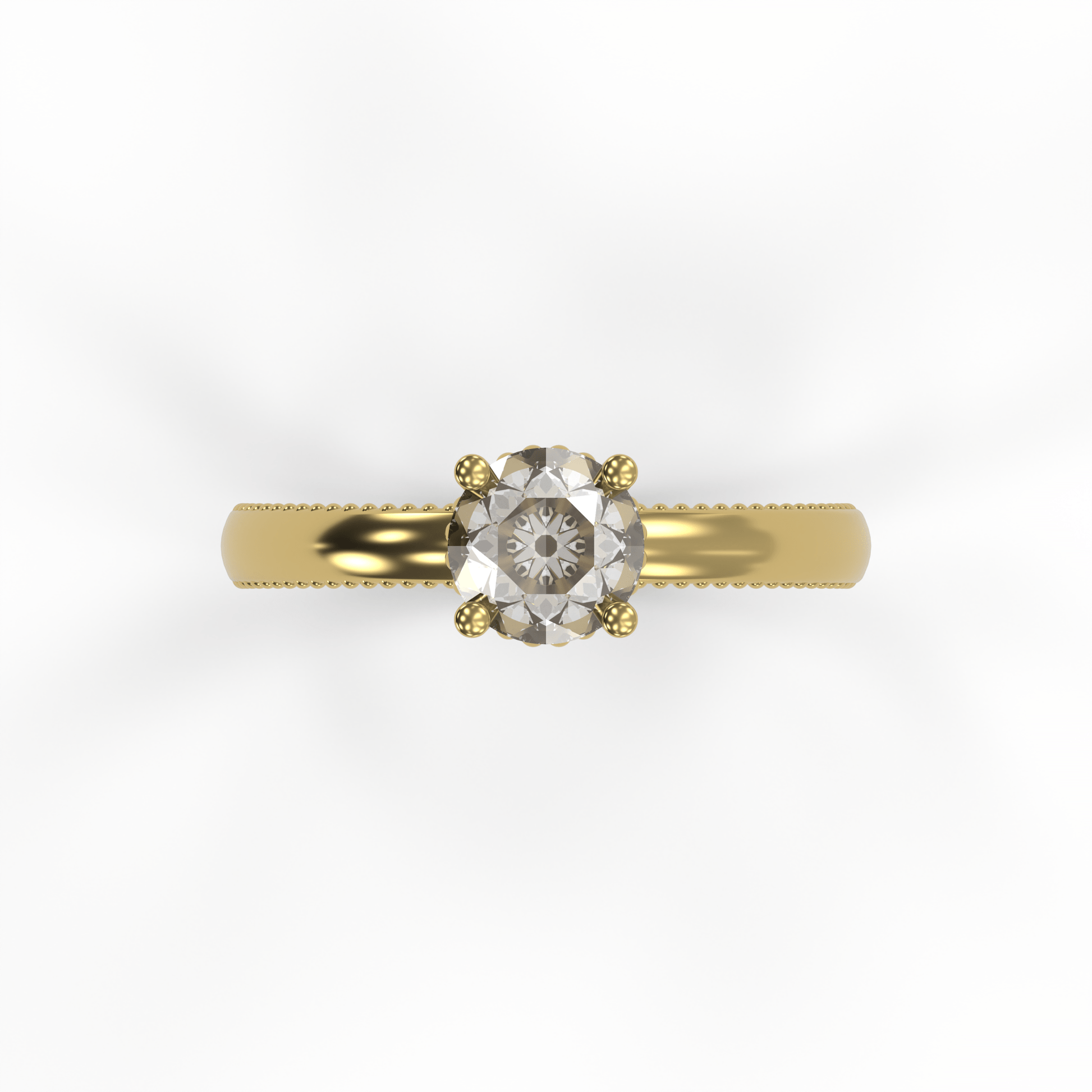 LISA 1ct Labor Diamant Rund Verlobungsring, 14K Gold