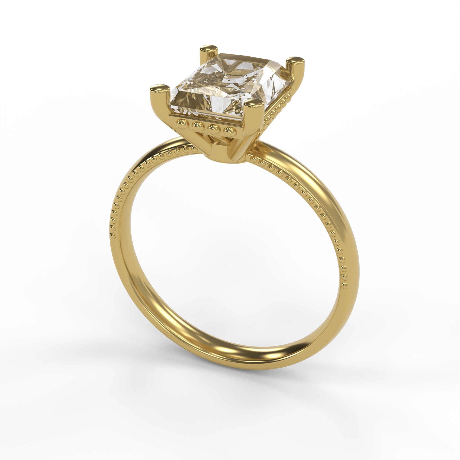 LISA 3ct Labor Diamant Radiant Verlobungsring, 14K Gold