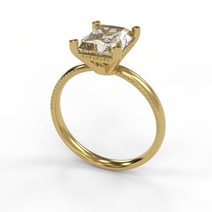 LISA 3ct Labor Diamant Radiant Verlobungsring, 14K Gold