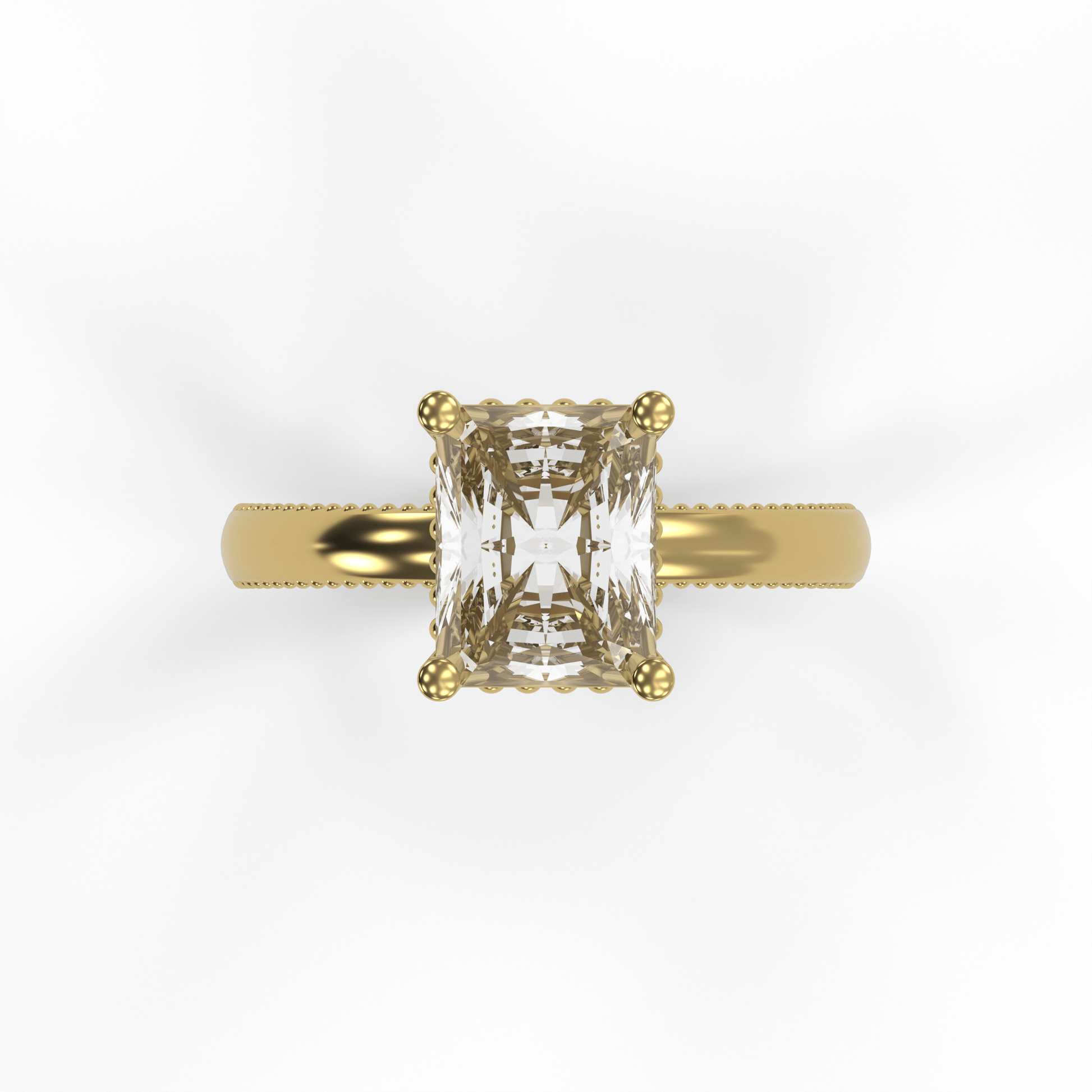 LISA 3ct Labor Diamant Radiant Verlobungsring, 14K Gold