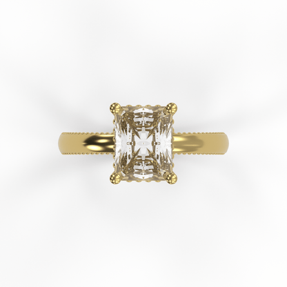 LISA 3ct Labor Diamant Radiant Verlobungsring, 14K Gold