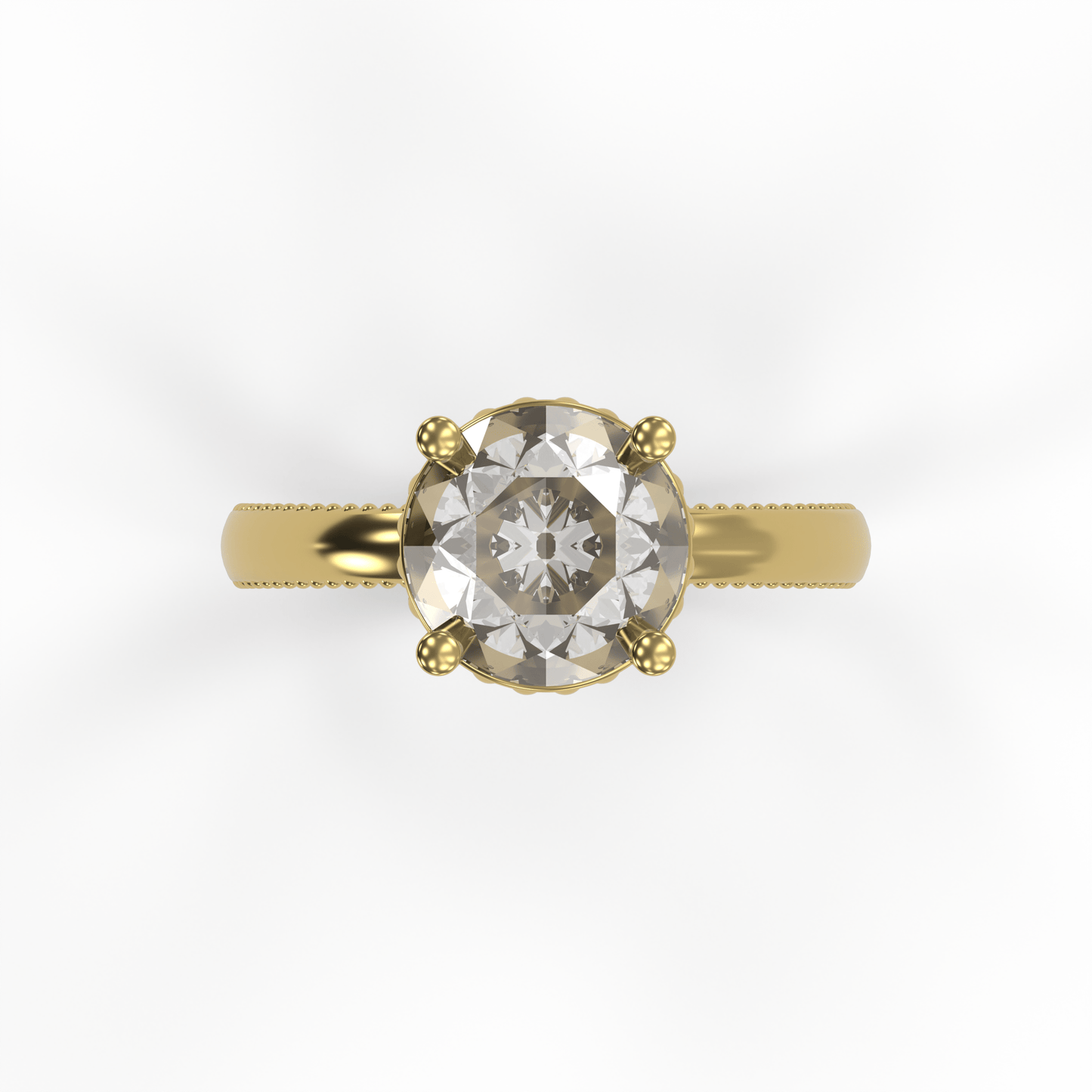 LISA 3ct Labor Diamant Rund Verlobungsring, 14K Gold