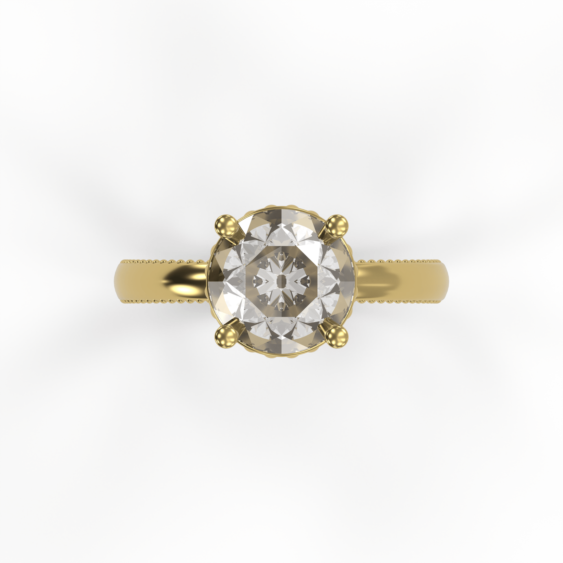 LISA 3ct Labor Diamant Rund Verlobungsring, 14K Gold