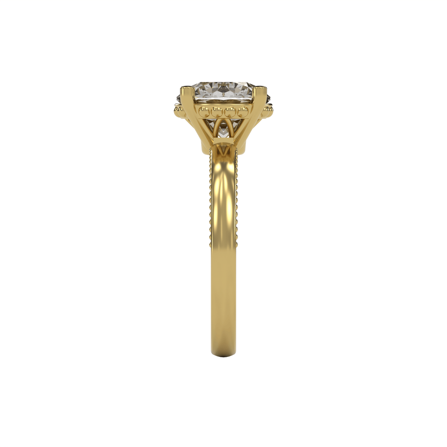 LISA 3ct Labor Diamant Rund Verlobungsring, 14K Gold