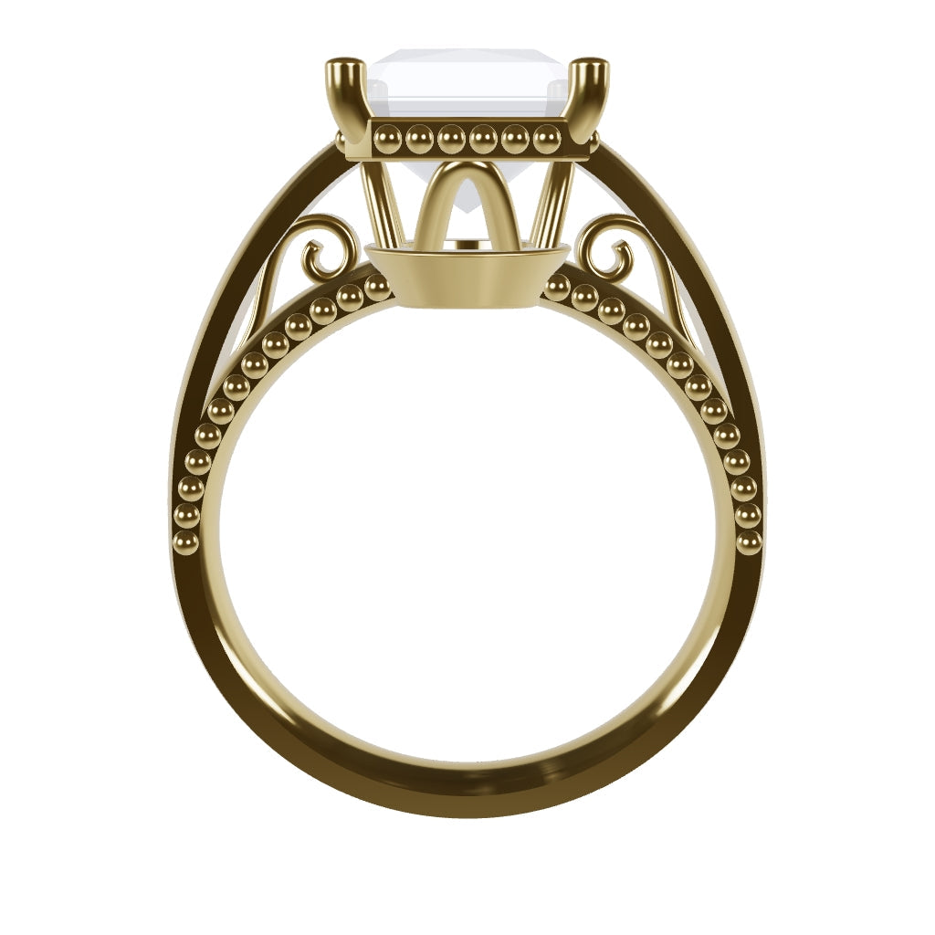 DORA 3ct Labor Diamant Radiant Verlobungsring, 14K Gold