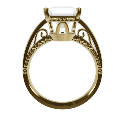 DORA 3ct Labor Diamant Radiant Verlobungsring, 14K Gold