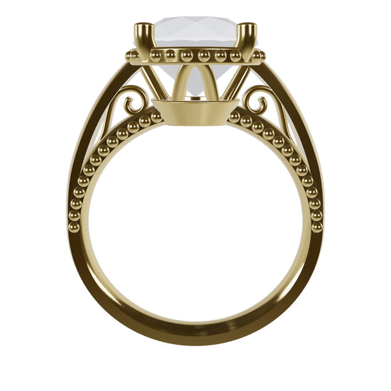 DORA 3ct Labor Diamant Rund Verlobungsring, 14K Gold