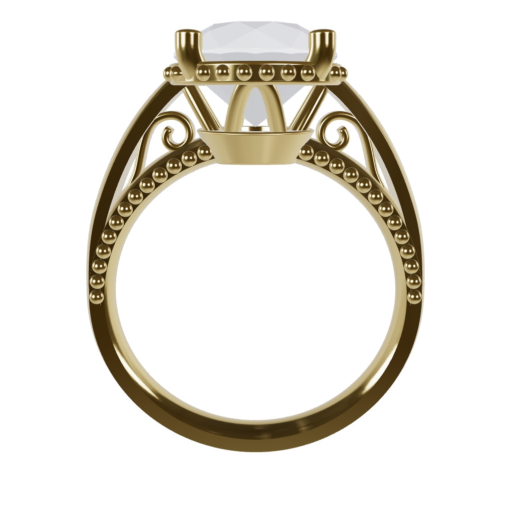 DORA 3ct Labor Diamant Rund Verlobungsring, 14K Gold