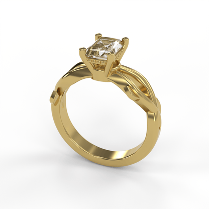 ROSA 1ct Labor Diamant Radiant Verlobungsring , 14K Gold