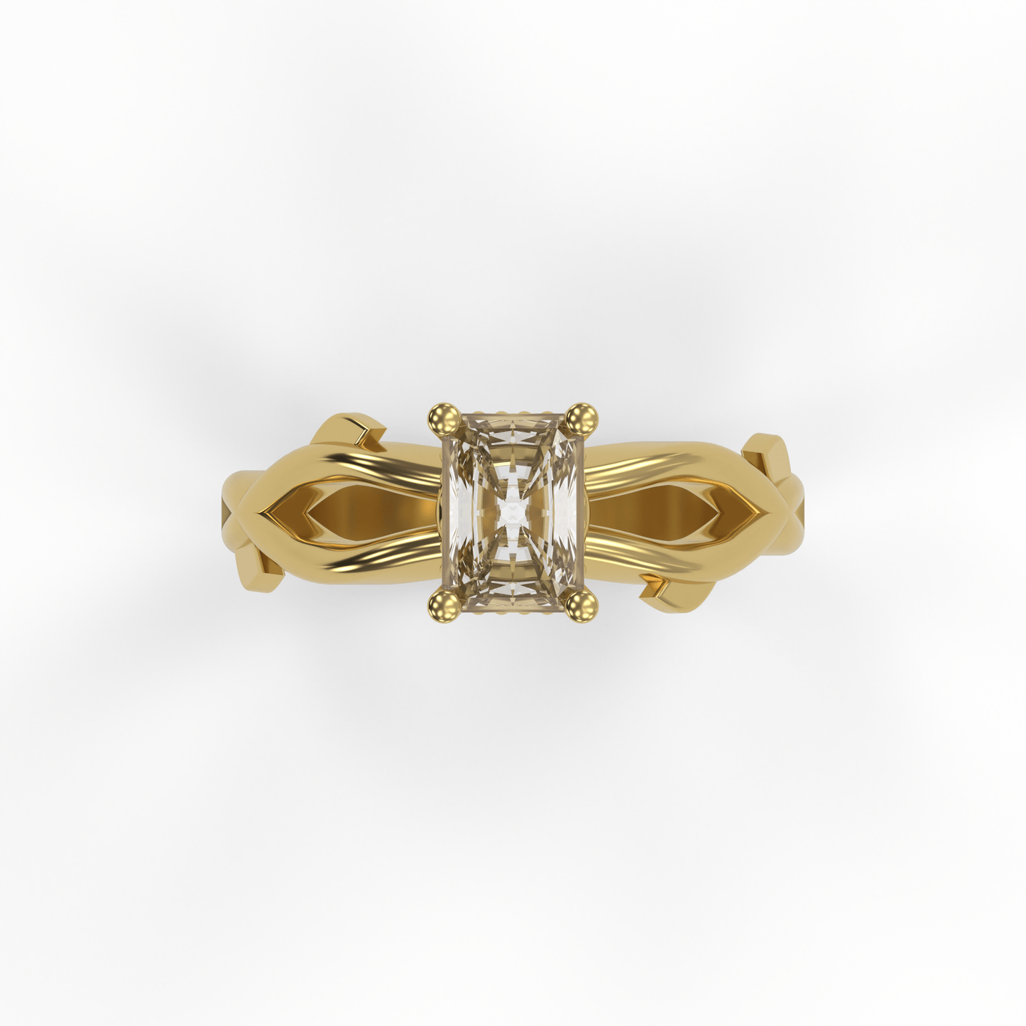 ROSA 1ct Labor Diamant Radiant Verlobungsring , 14K Gold