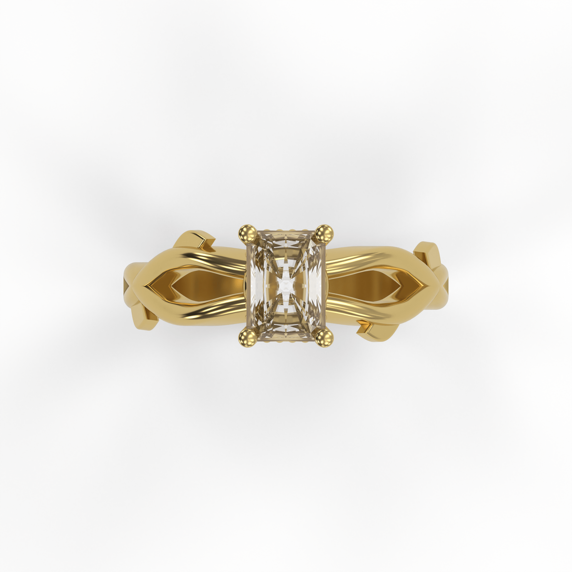 ROSA 1ct Labor Diamant Radiant Verlobungsring , 14K Gold