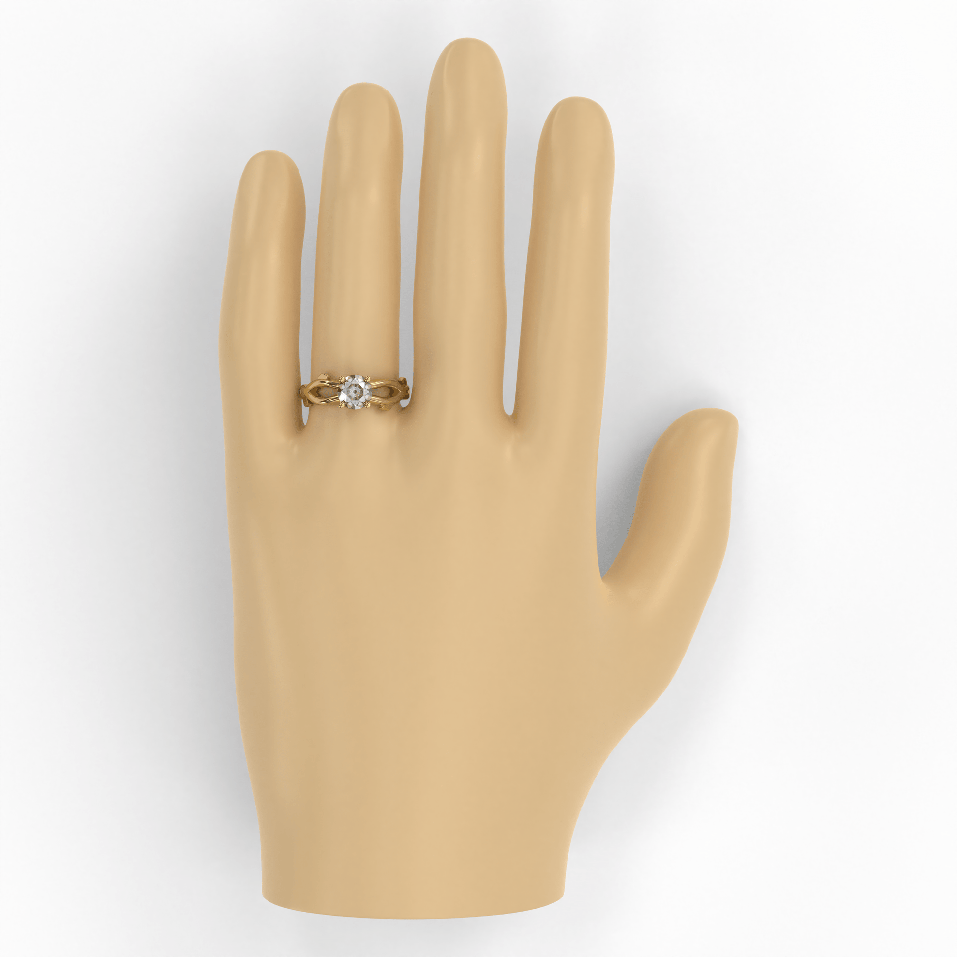 ROSA 1ct Labor Diamant Rund Verlobungsring, 14K Gold