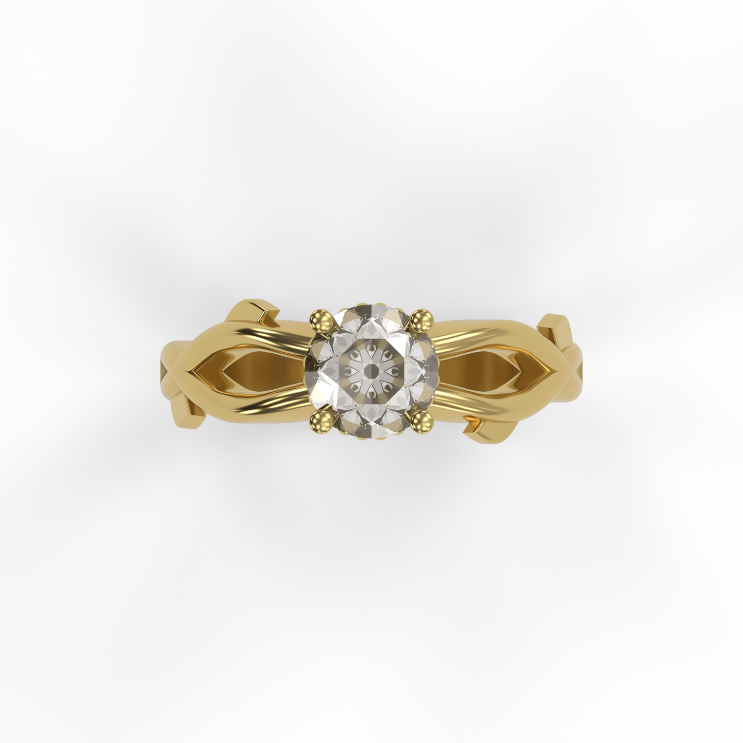 ROSA 1ct Labor Diamant Rund Verlobungsring, 14K Gold