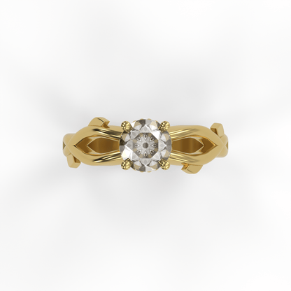 ROSA 1ct Labor Diamant Rund Verlobungsring, 14K Gold