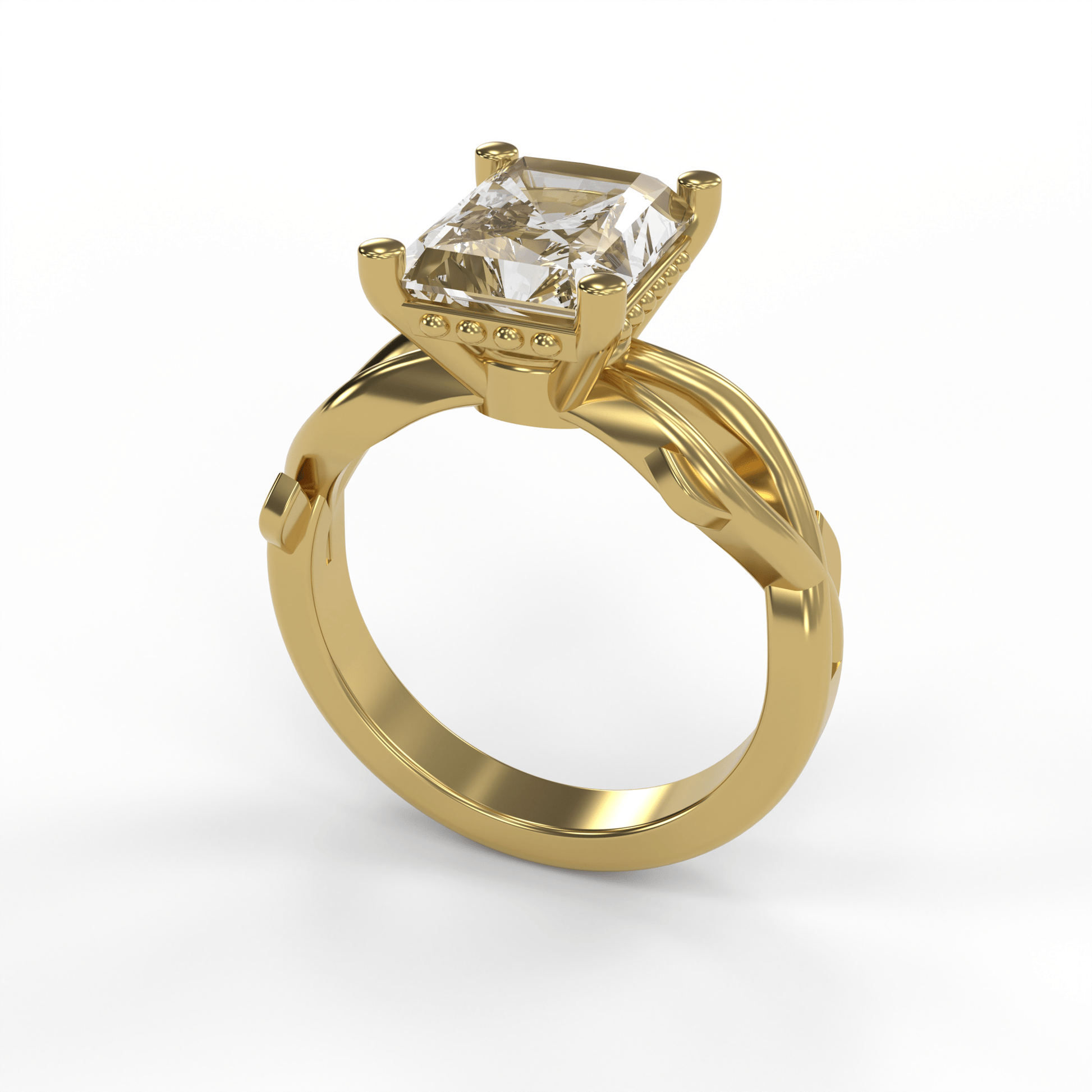 ROSA 3ct Labor Diamant Radiant Verlobungsring, 14K Gold