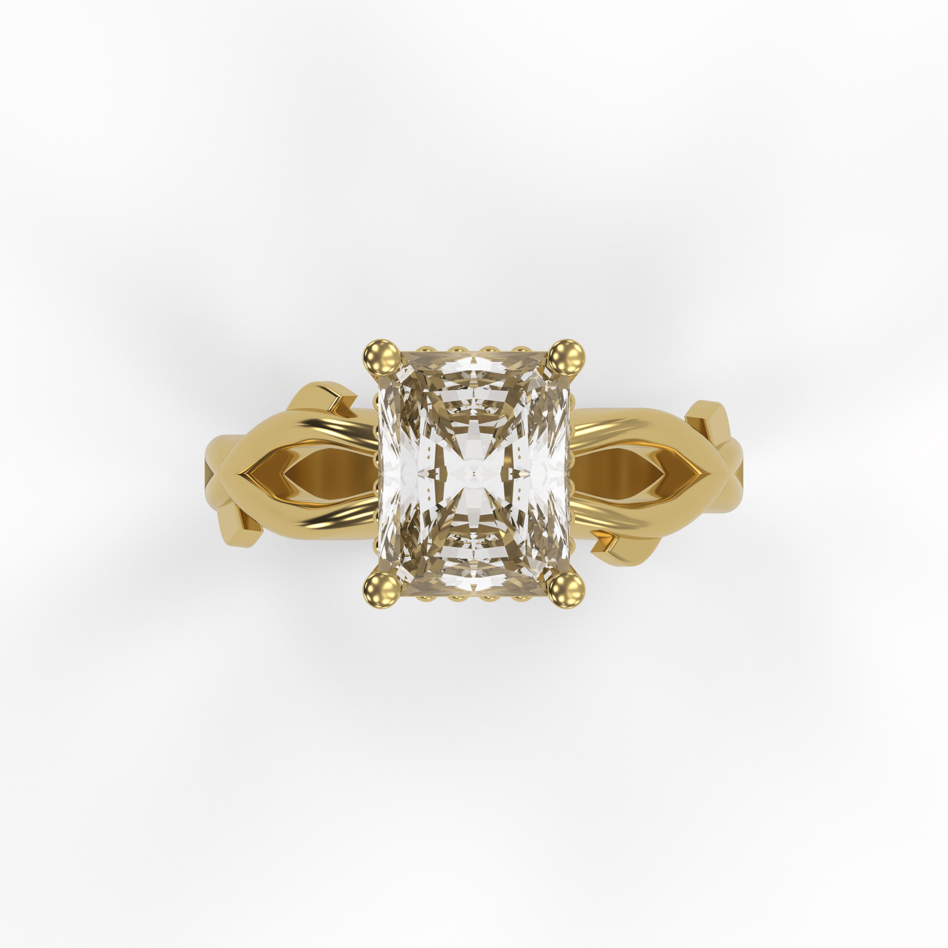 ROSA 3ct Labor Diamant Radiant Verlobungsring, 14K Gold