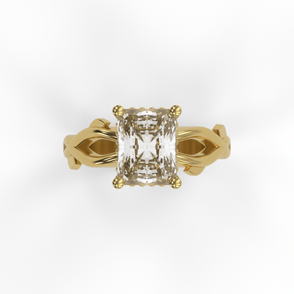 ROSA 3ct Labor Diamant Radiant Verlobungsring, 14K Gold