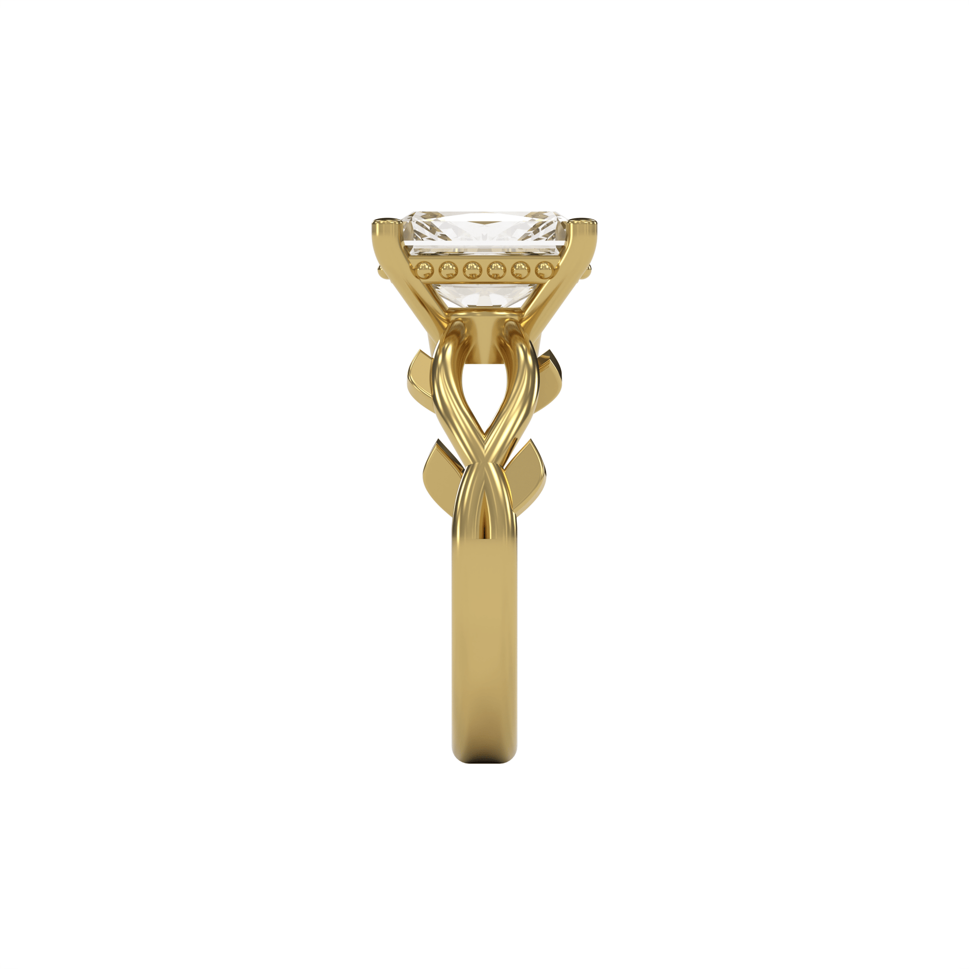 ROSA 3ct Labor Diamant Radiant Verlobungsring, 14K Gold