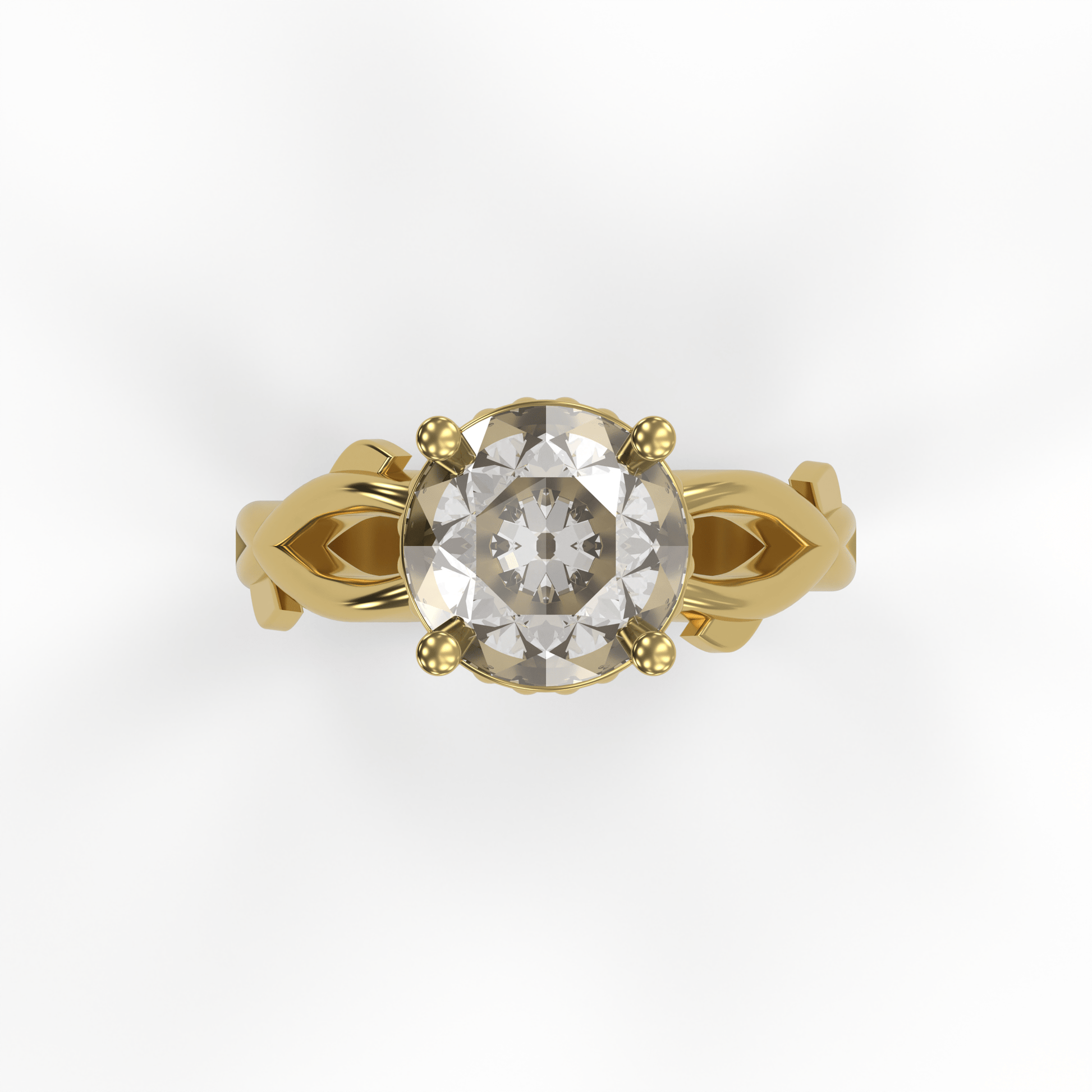 ROSA 3ct Labor Diamant Rund Verlobungsring, 14K Gold