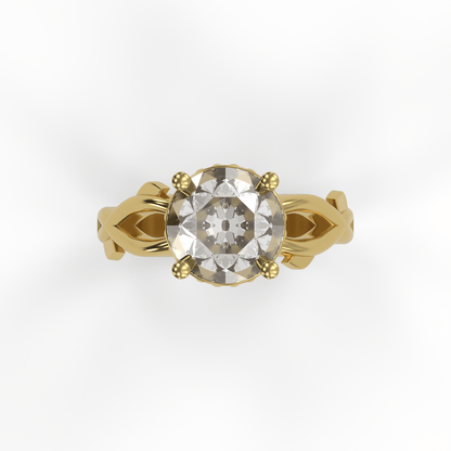 ROSA 3ct Labor Diamant Rund Verlobungsring, 14K Gold