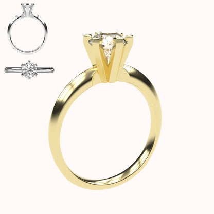 Sophia - 1ct Six Prong High Setting | 14K Gold | 1ct Brilliant geschliffener Zirkonia