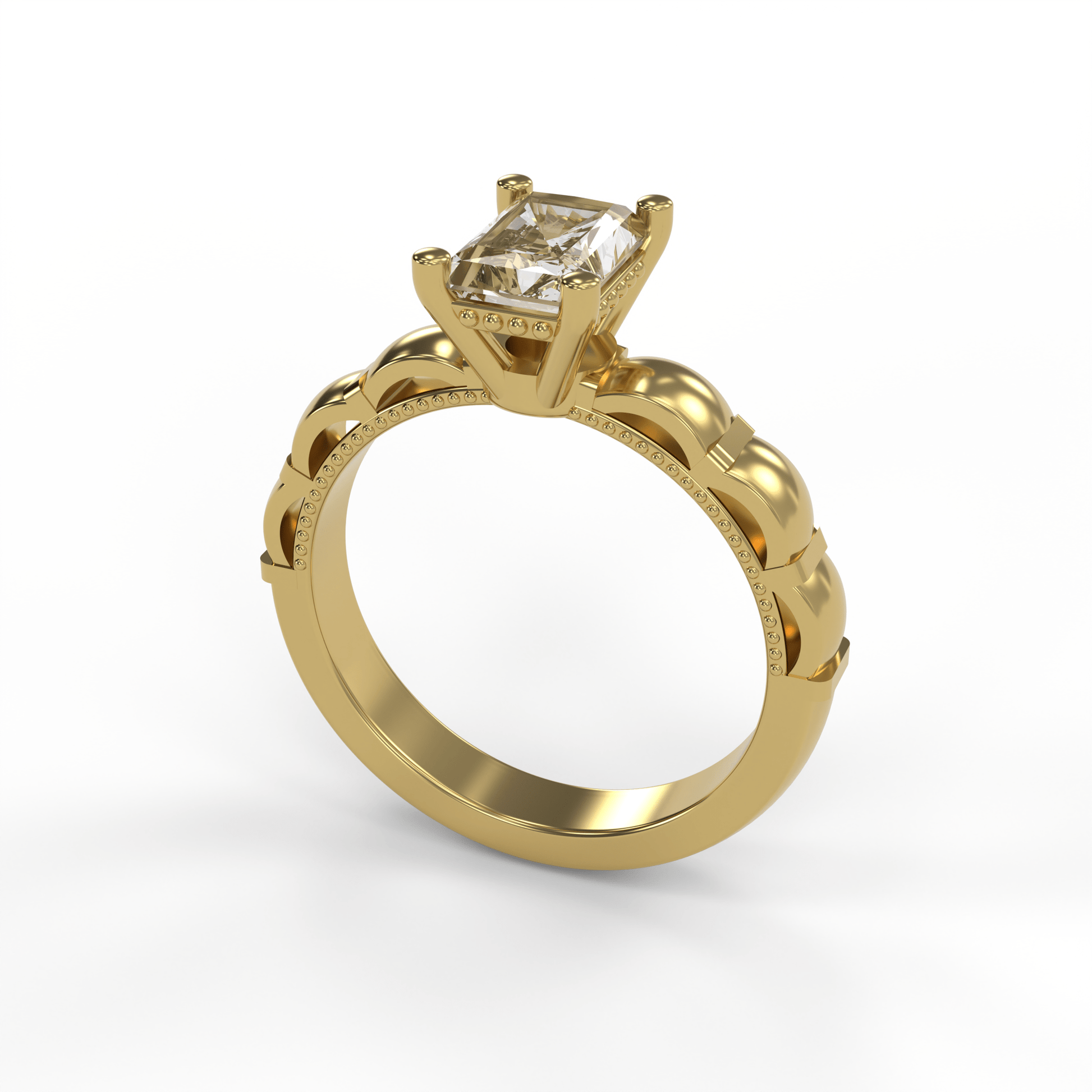 STELLA 1ct Labor Diamant Radiant Verlobungsring, 14K Gold