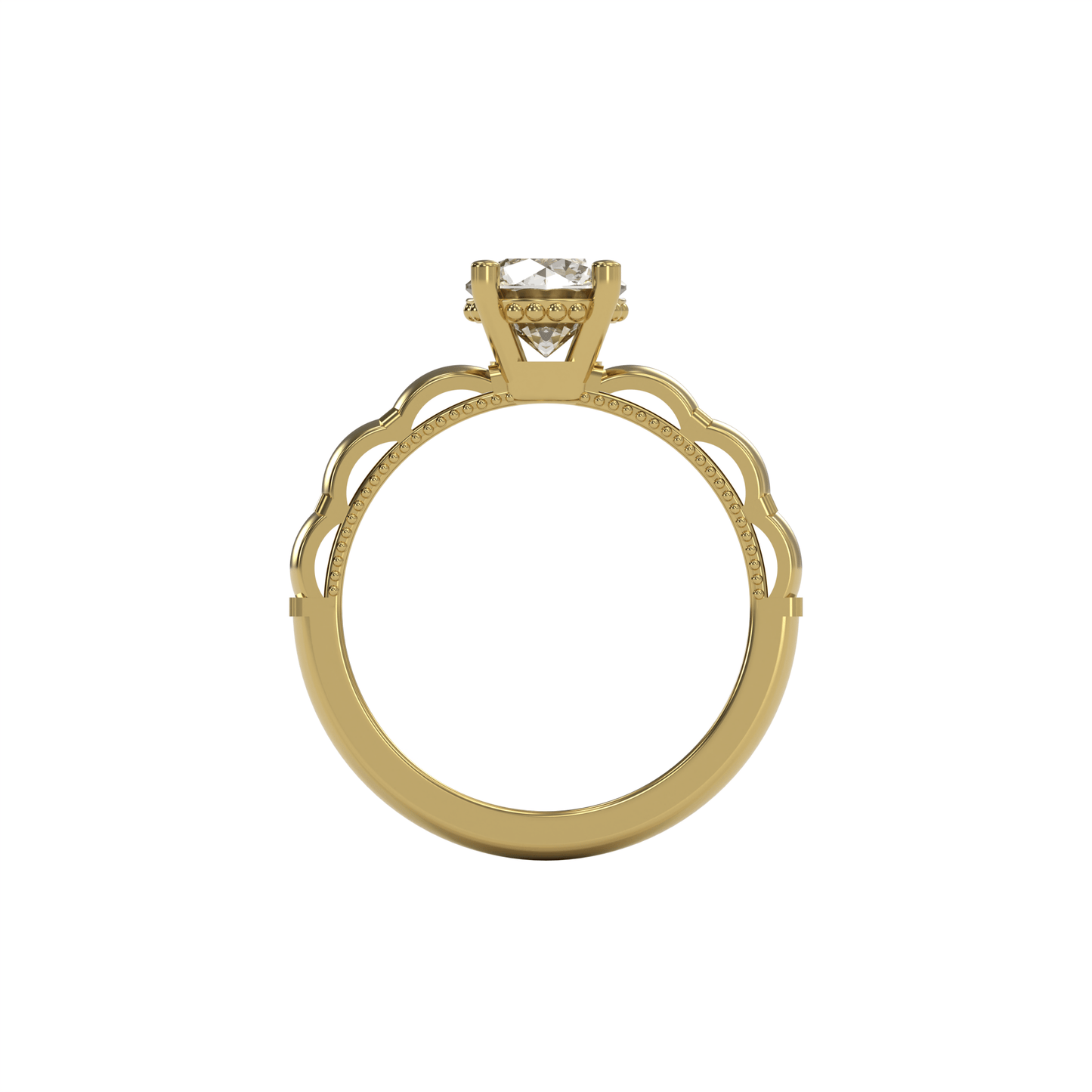 STELLA 1ct Labor Diamant Rund Verlobungsring, 14K Gold
