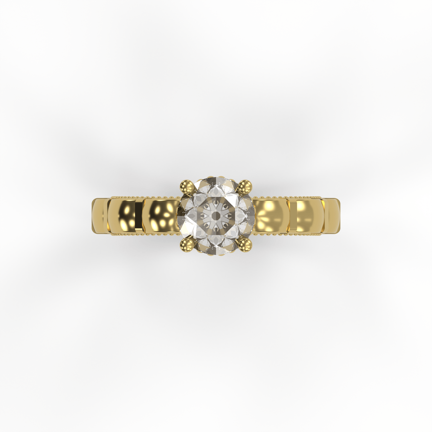 STELLA 1ct Labor Diamant Rund Verlobungsring, 14K Gold