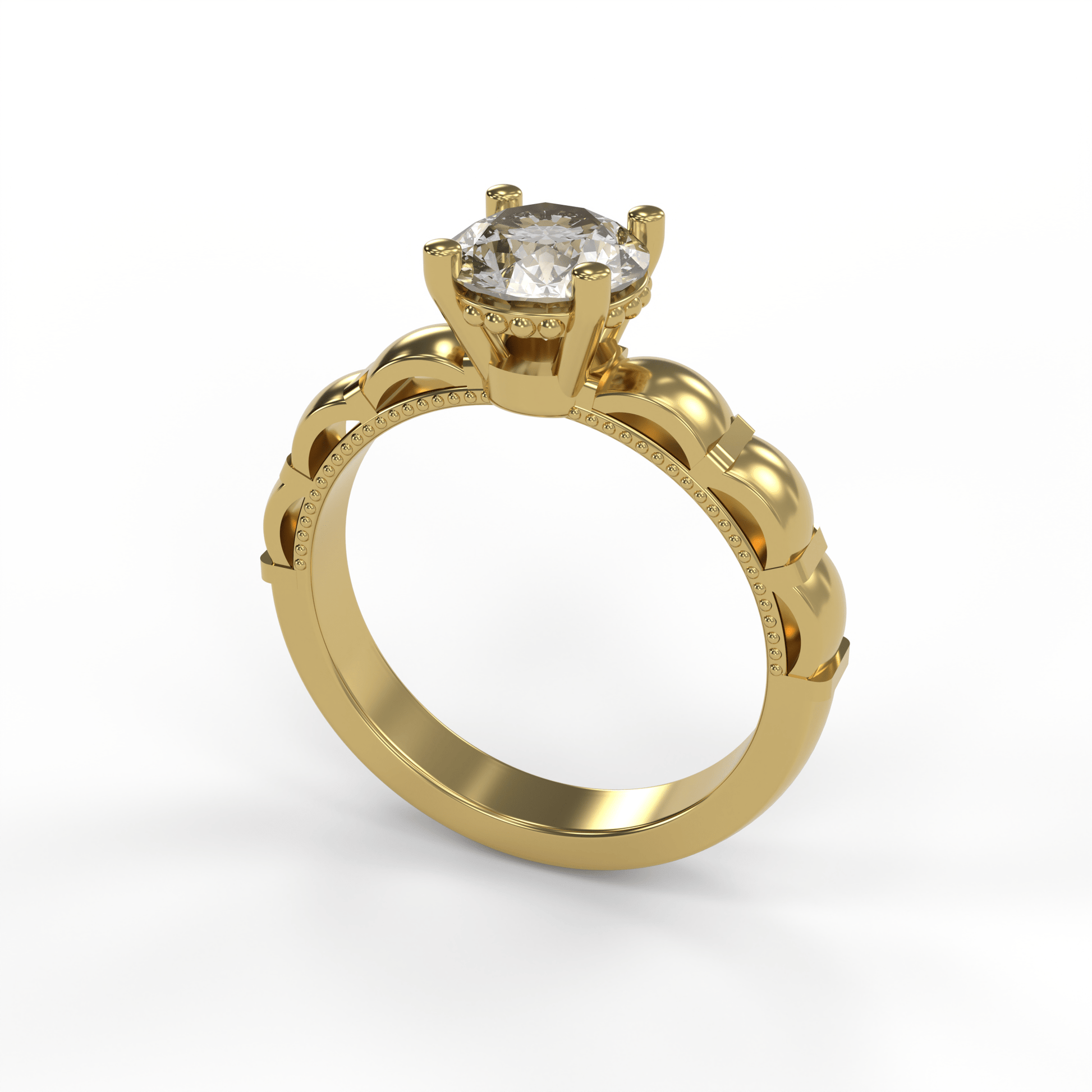 STELLA 1ct Labor Diamant Rund Verlobungsring, 14K Gold