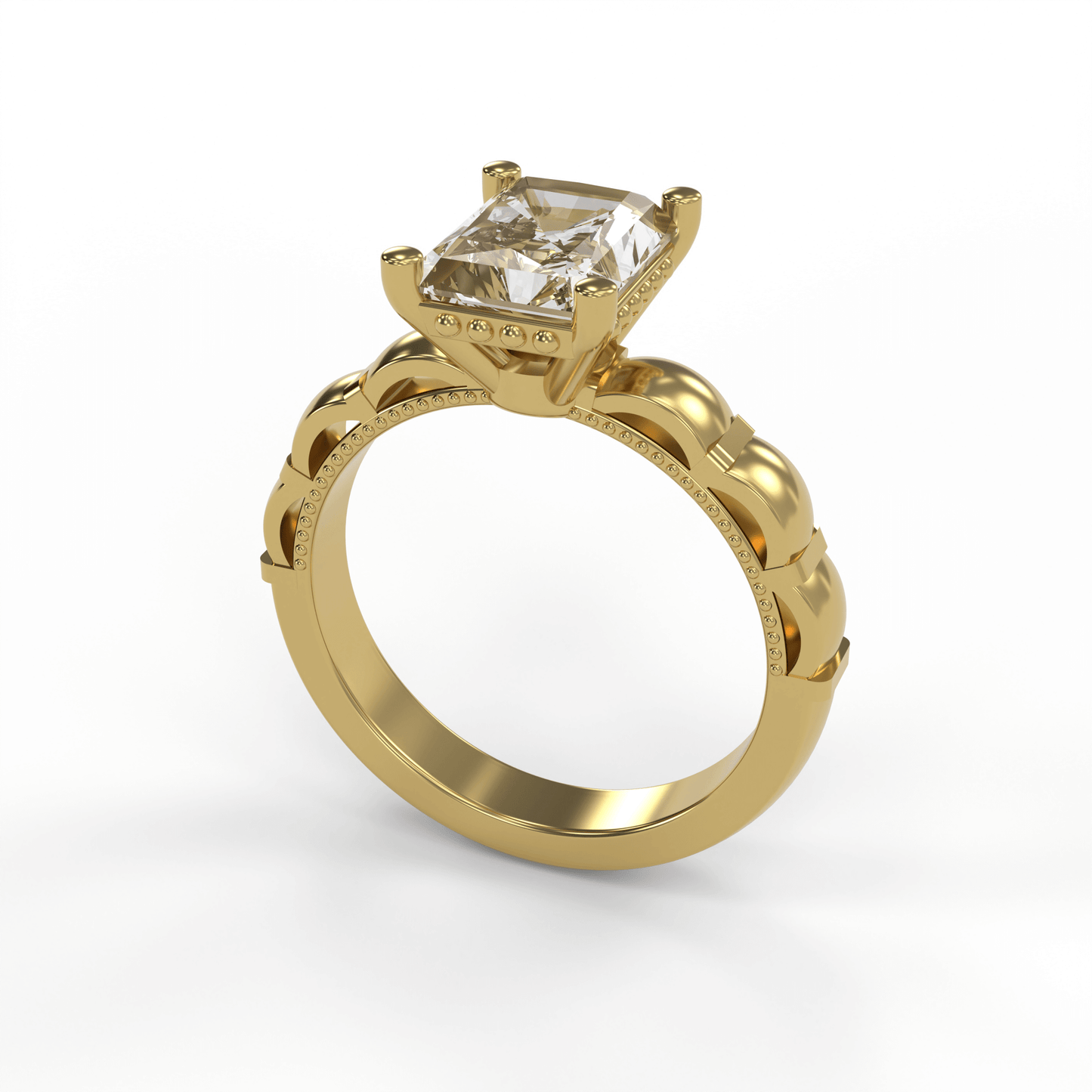 STELLA 2ct Labor Diamant Radiant Verlobungsring, 14K Gold