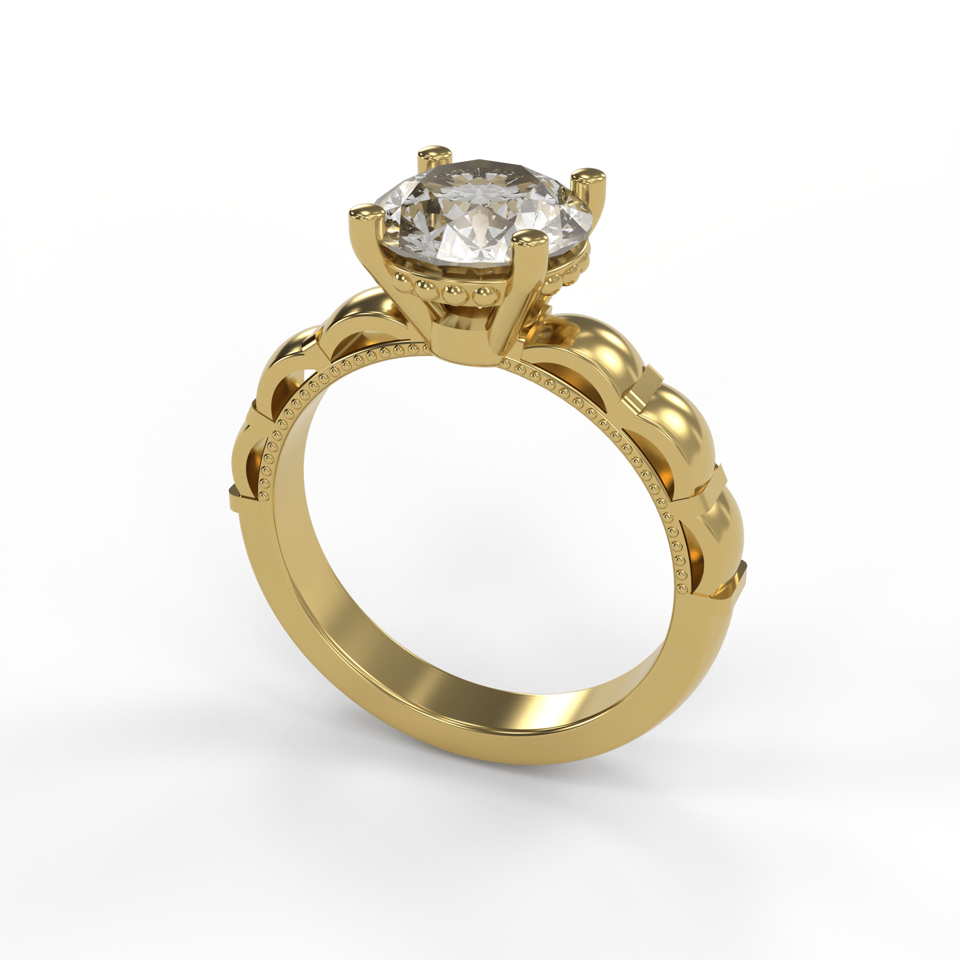 STELLA 2ct Labor Diamant Rund Verlobungsring, 14K Gold