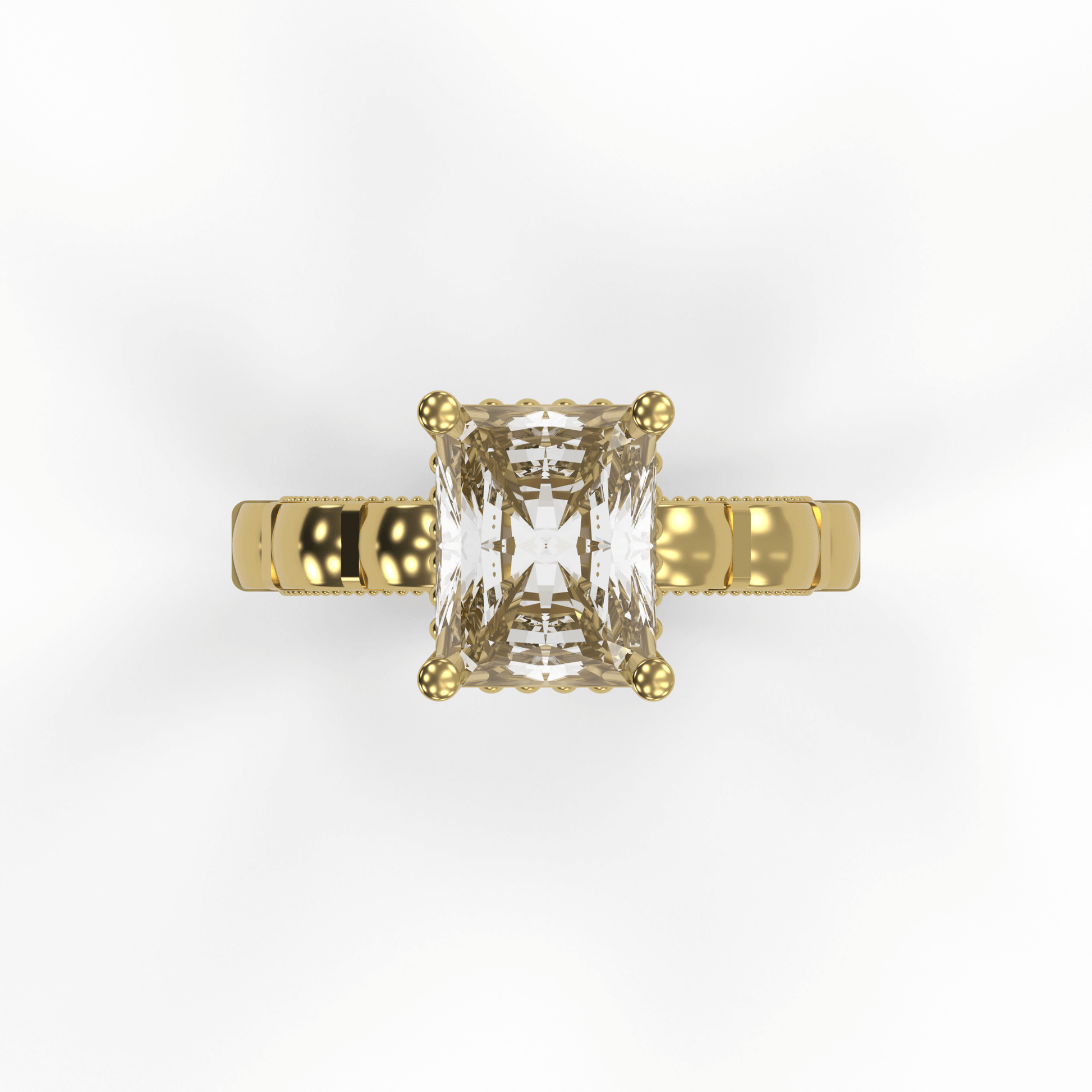 STELLA 3ct Labor Diamant Radiant Verlobungsring, 14K Gold