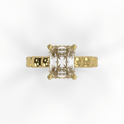 STELLA 3ct Labor Diamant Radiant Verlobungsring, 14K Gold