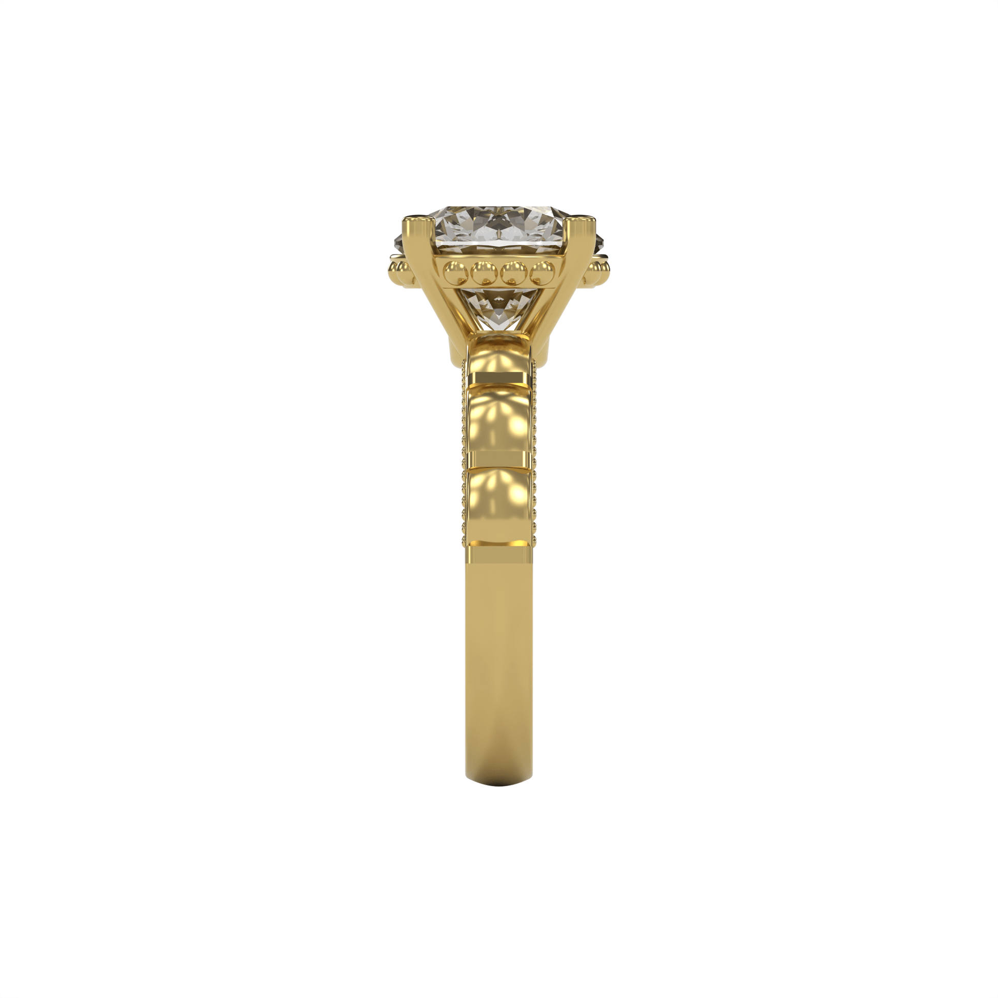 STELLA 3ct Labor Diamant Rund Verlobungsring, 14K Gold