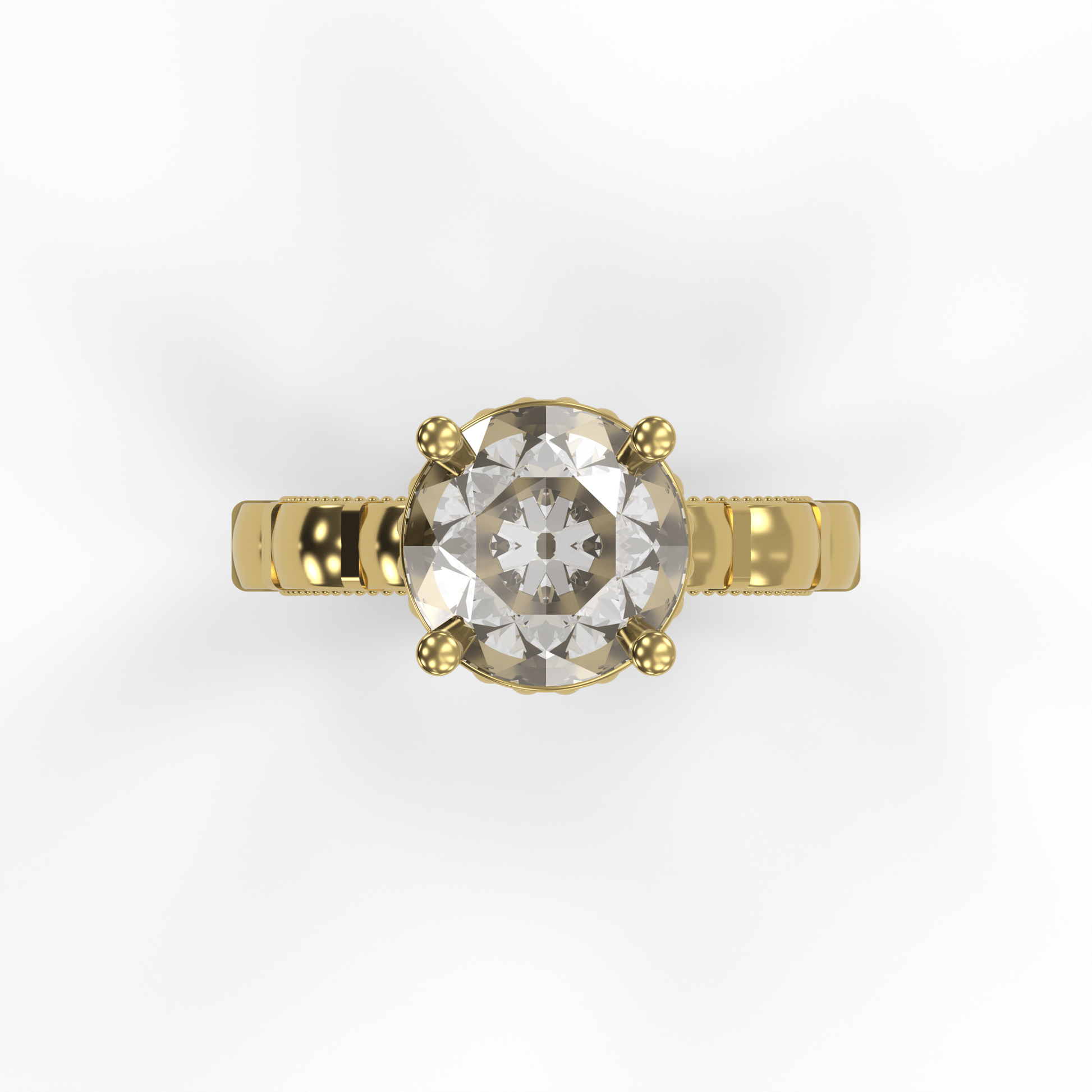 STELLA 3ct Labor Diamant Rund Verlobungsring, 14K Gold