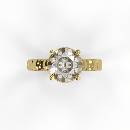 STELLA 3ct Labor Diamant Rund Verlobungsring, 14K Gold